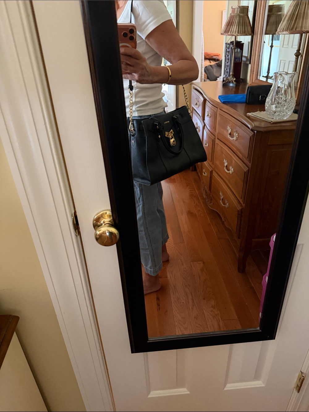 Michael Kors Black Leather Satchel with Gold-Tone Accents - Picture 3 of 3